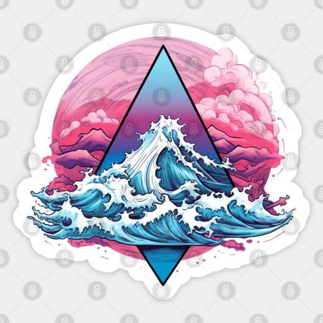 Vaporwave Wave Triangle Clouds Sticker by Nightarcade